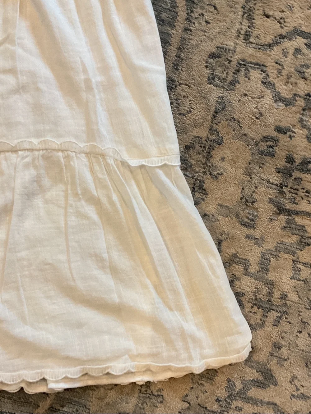 Aeropostale White Tiered Spaghetti-Strap Babydoll Mini Dress lace small cotton